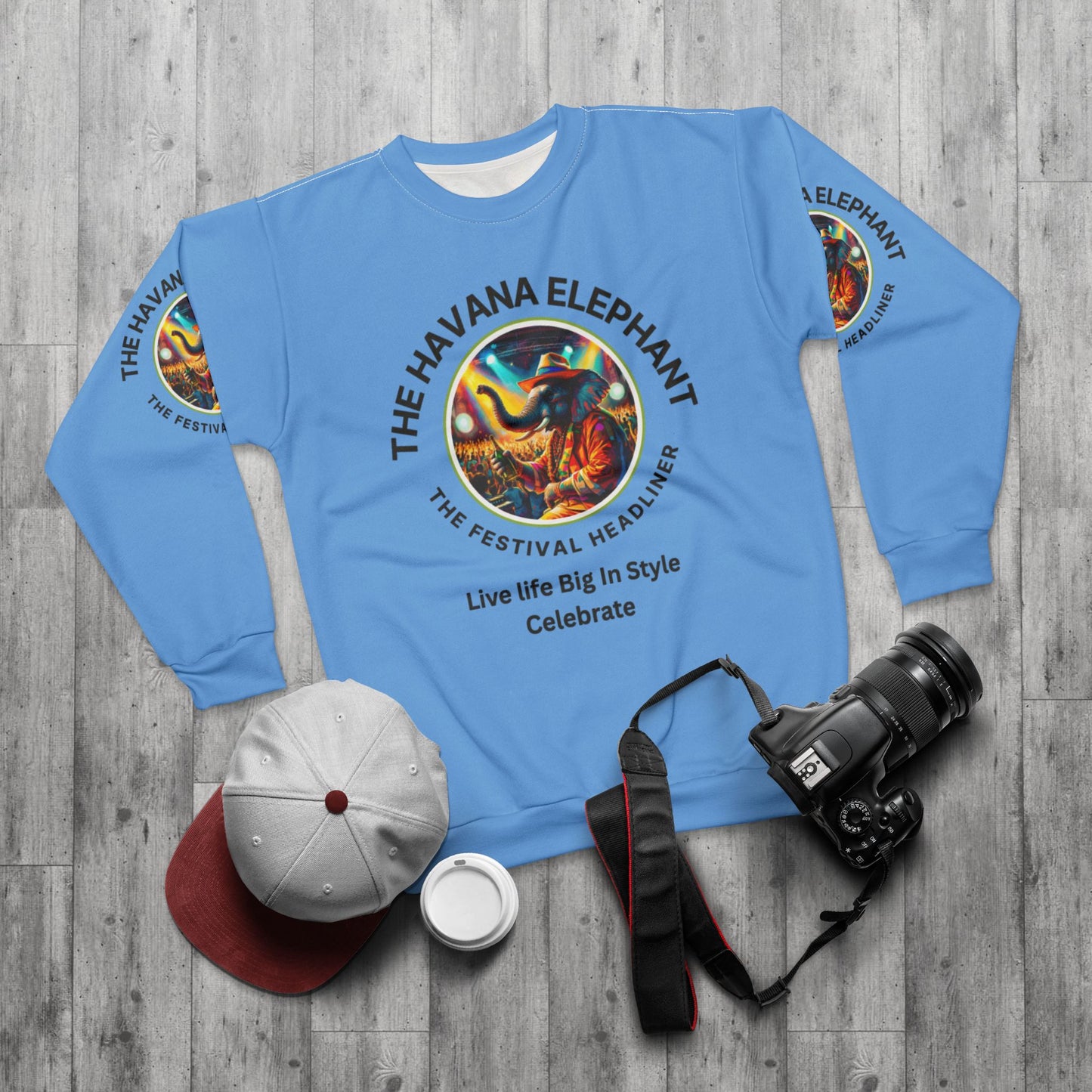 Havana Elephant Unisex Sweatshirt - Funky Casual Crewneck for Year-Round Festivals