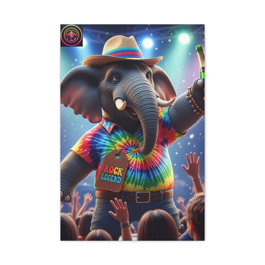 Rock Legend Elephant Canvas Print — Colorful Tie-Dye Concert Wall Art