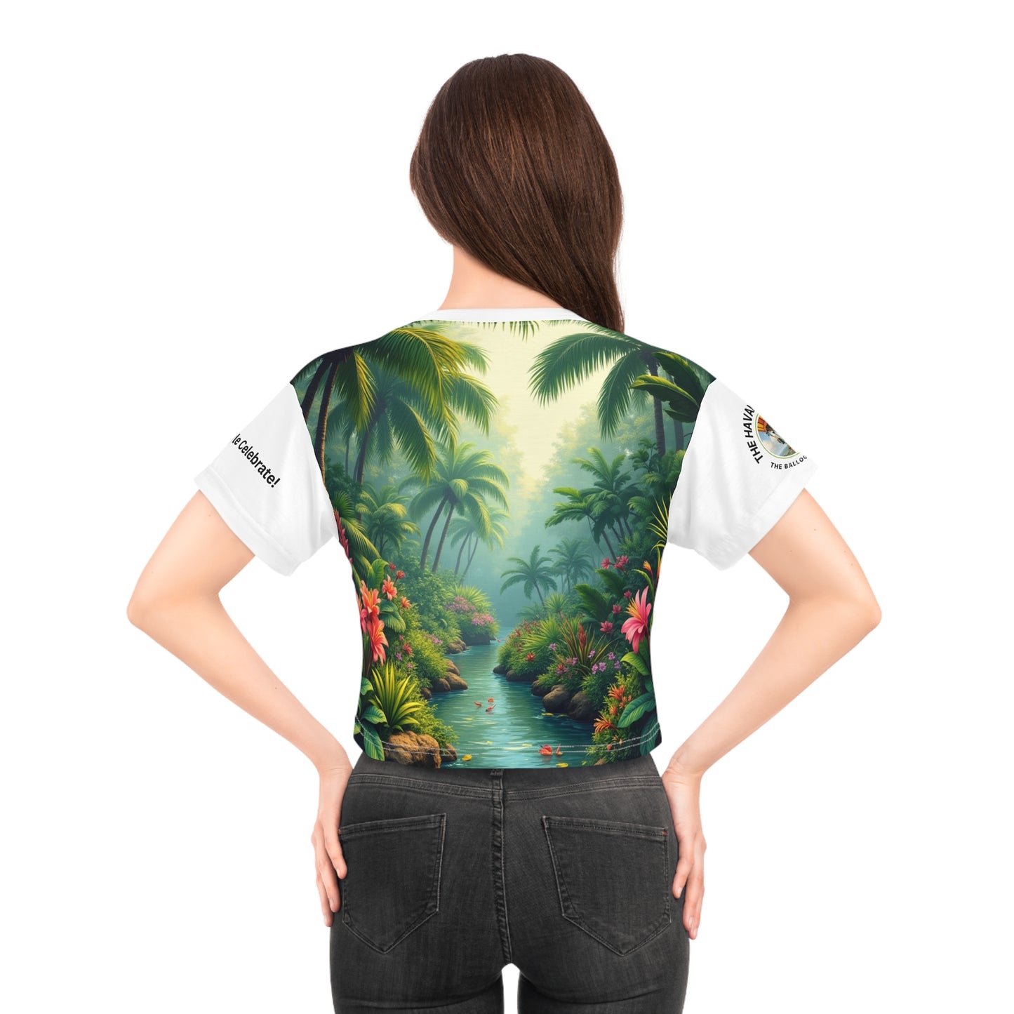 Whimsical Elephant Crop Tee - The Balloon Voyager
