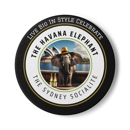 Elephant Themed Ceramic Coaster, The Sydney Socialite Unique Home Decor, Gift for Animal Lovers, Celebratory Coaster for Parties, Kitchen Table Accent