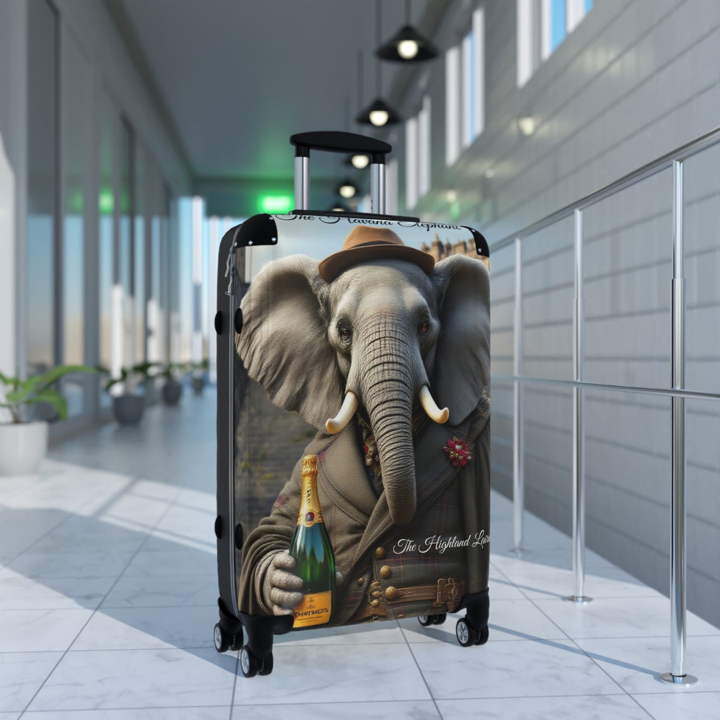 A Havana Elephant Suitcase - The Highland Laird (Captioned)