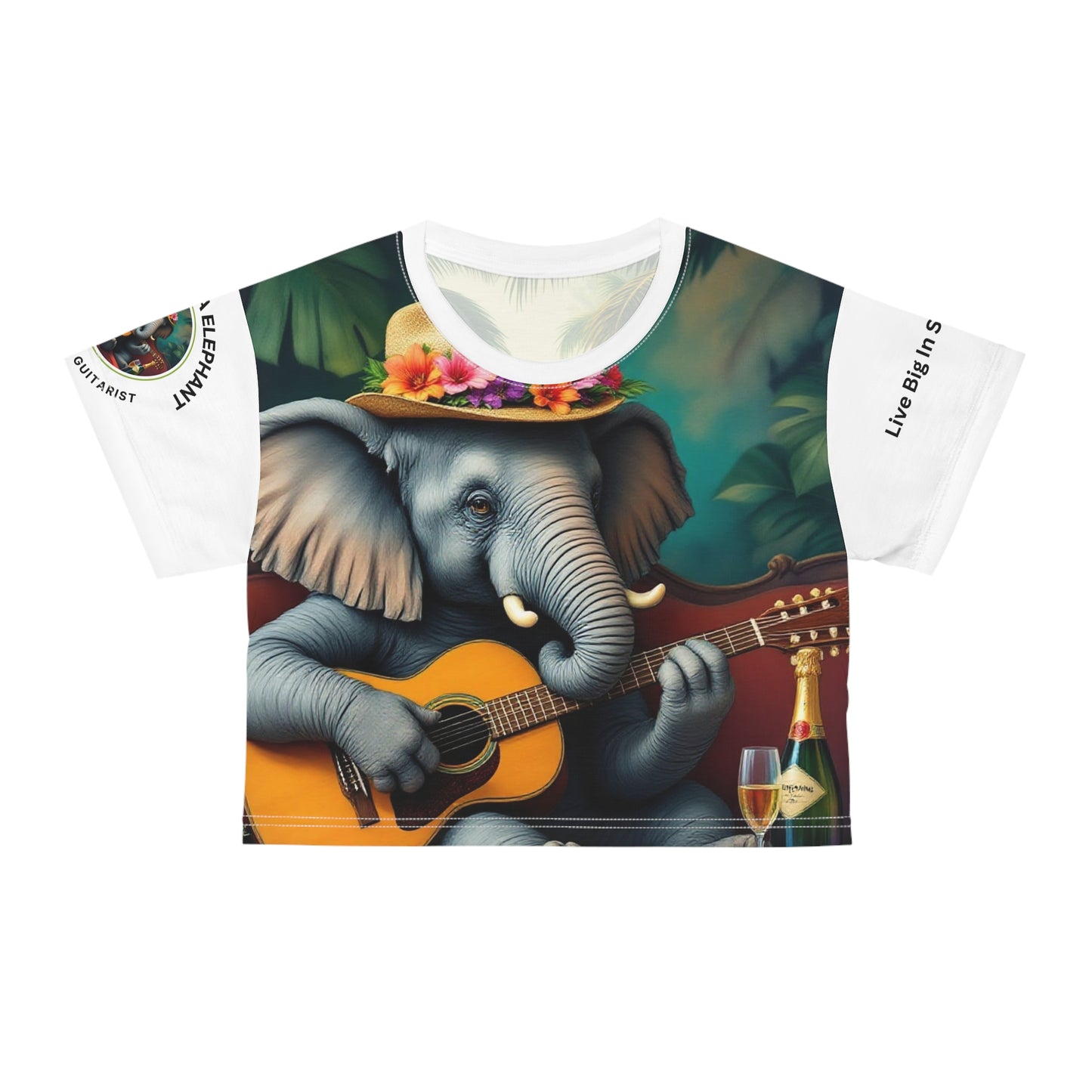 Whimsical Elephant Crop Tee - The Tropical Guitarist