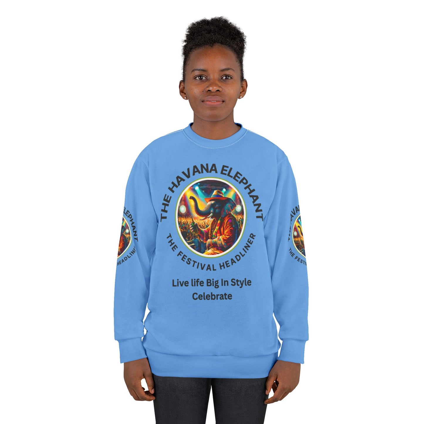 Havana Elephant Unisex Sweatshirt - Funky Casual Crewneck for Year-Round Festivals