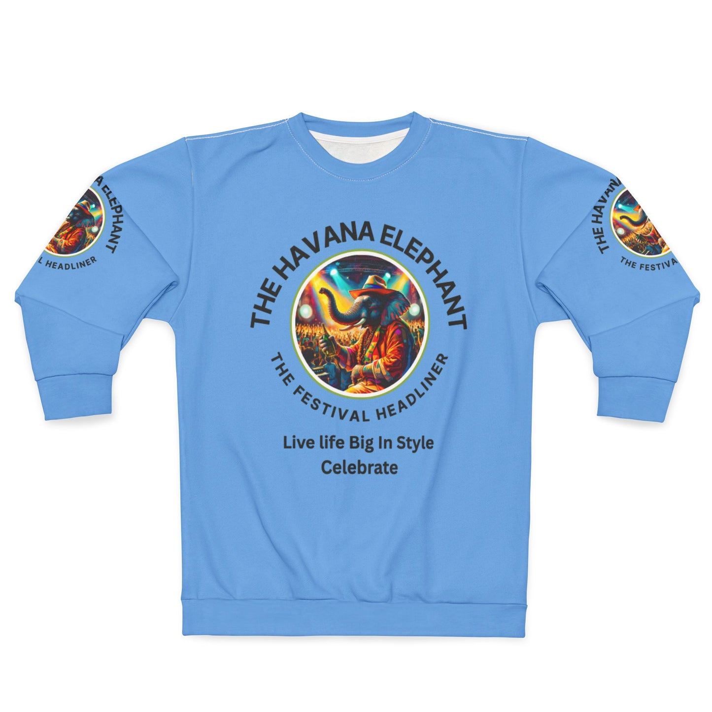 Havana Elephant Unisex Sweatshirt - Funky Casual Crewneck for Year-Round Festivals
