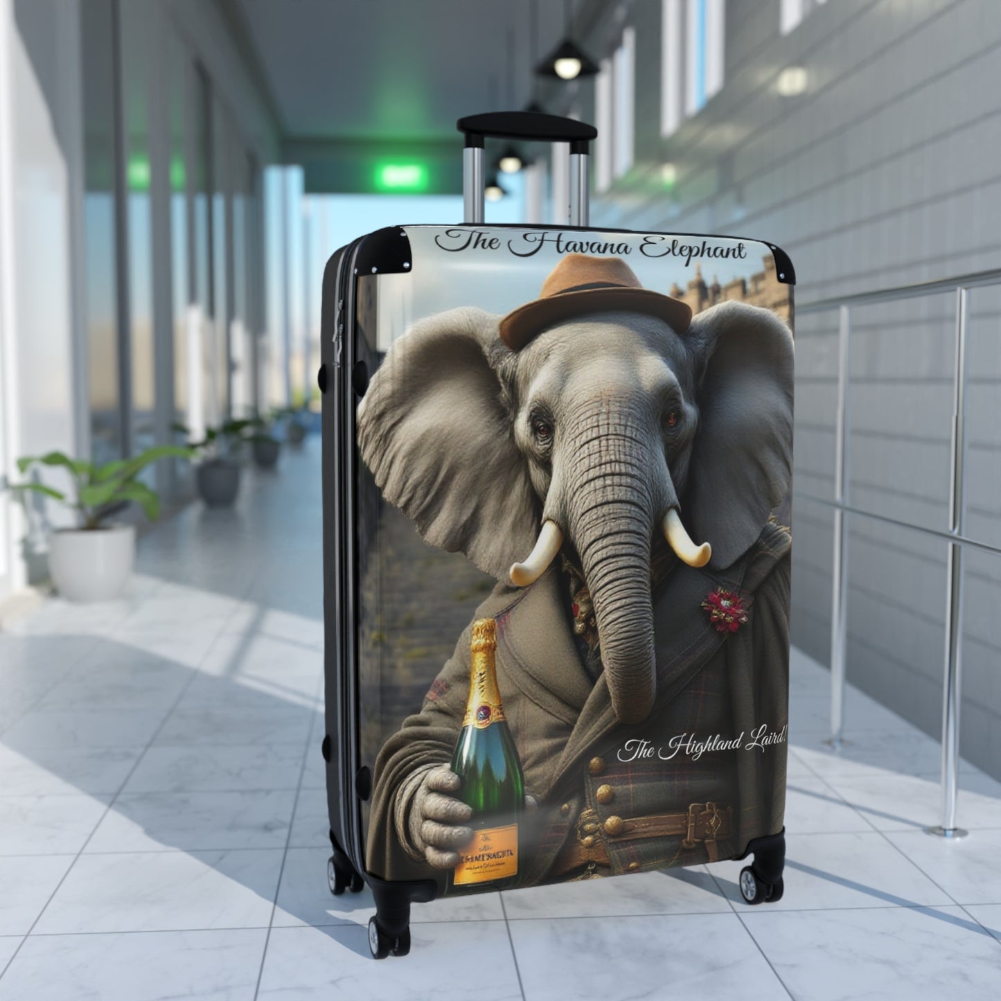 A Havana Elephant Suitcase - The Highland Laird (Captioned)