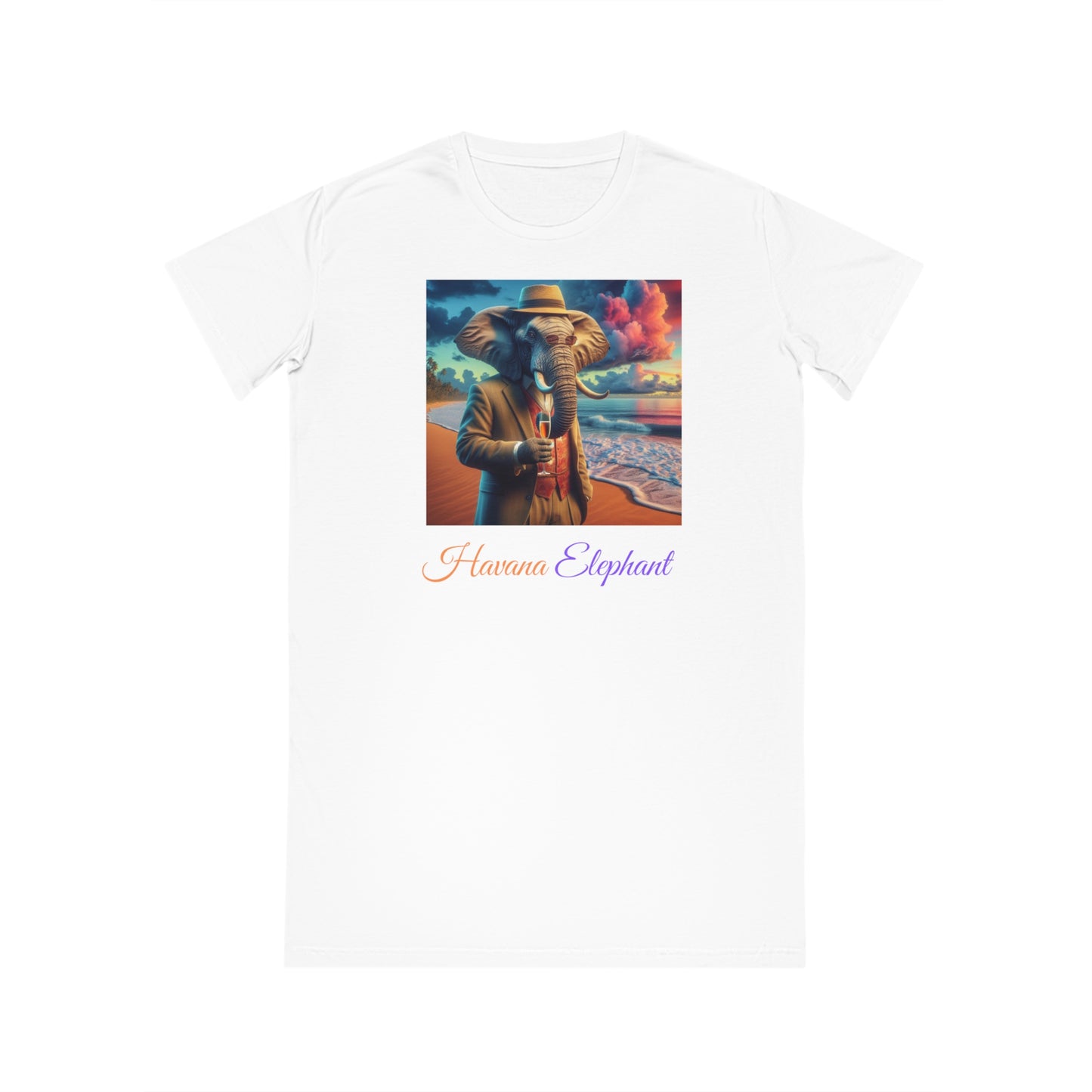 A Spinner T-Shirt Dress - Havana Elephant branded