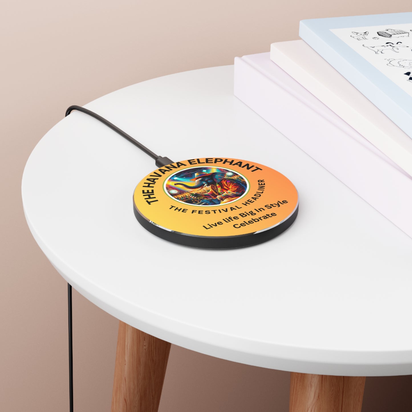 Wireless Charger - Elegant Havana Elephant  Fast Charging with Stylish Design