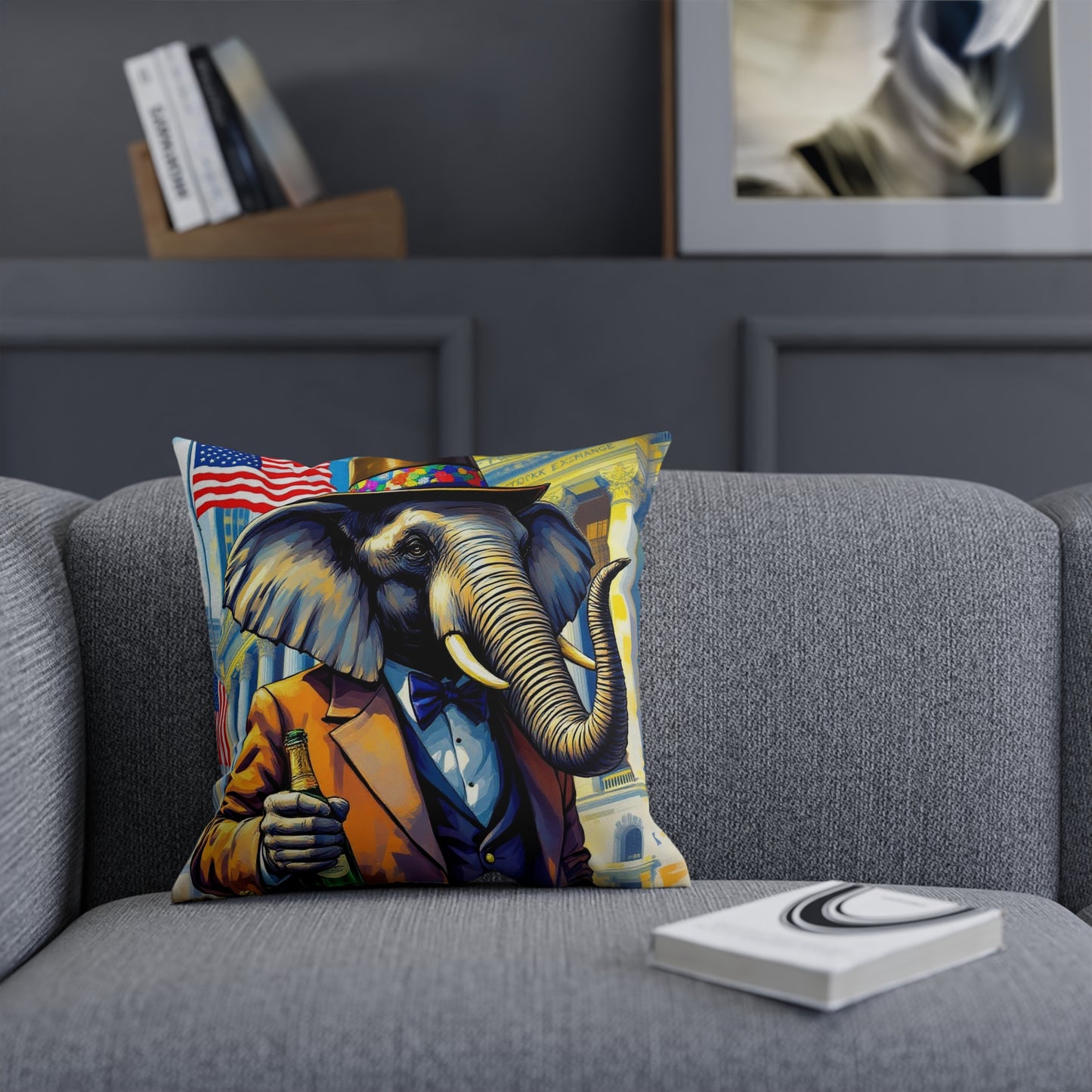 Cushion -Havana Elephant - The wall Street Titan and The Manhattan Socialite