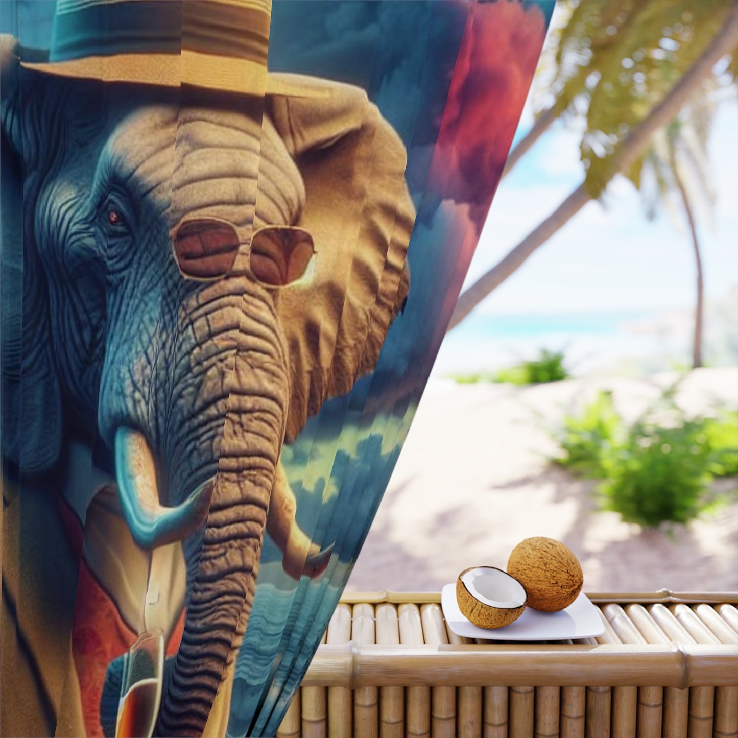 Havan Elephant Window Curtains (1 Piece)