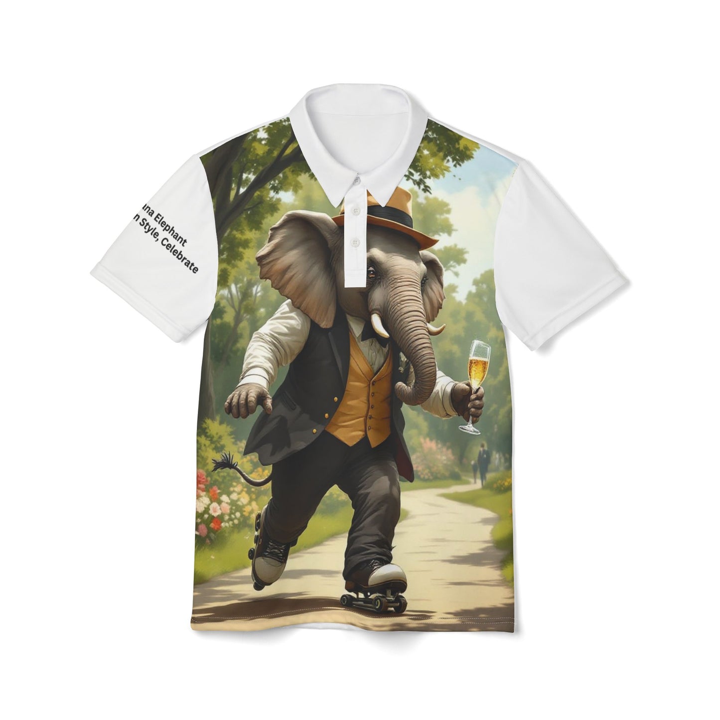 Stylish Elephant Print Unisex Polo Shirt - The Park Roller