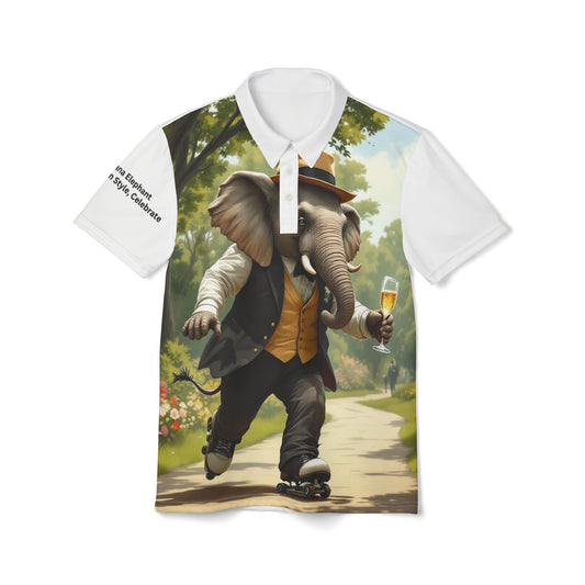 Stylish Elephant Print Unisex Polo Shirt - The Park Roller