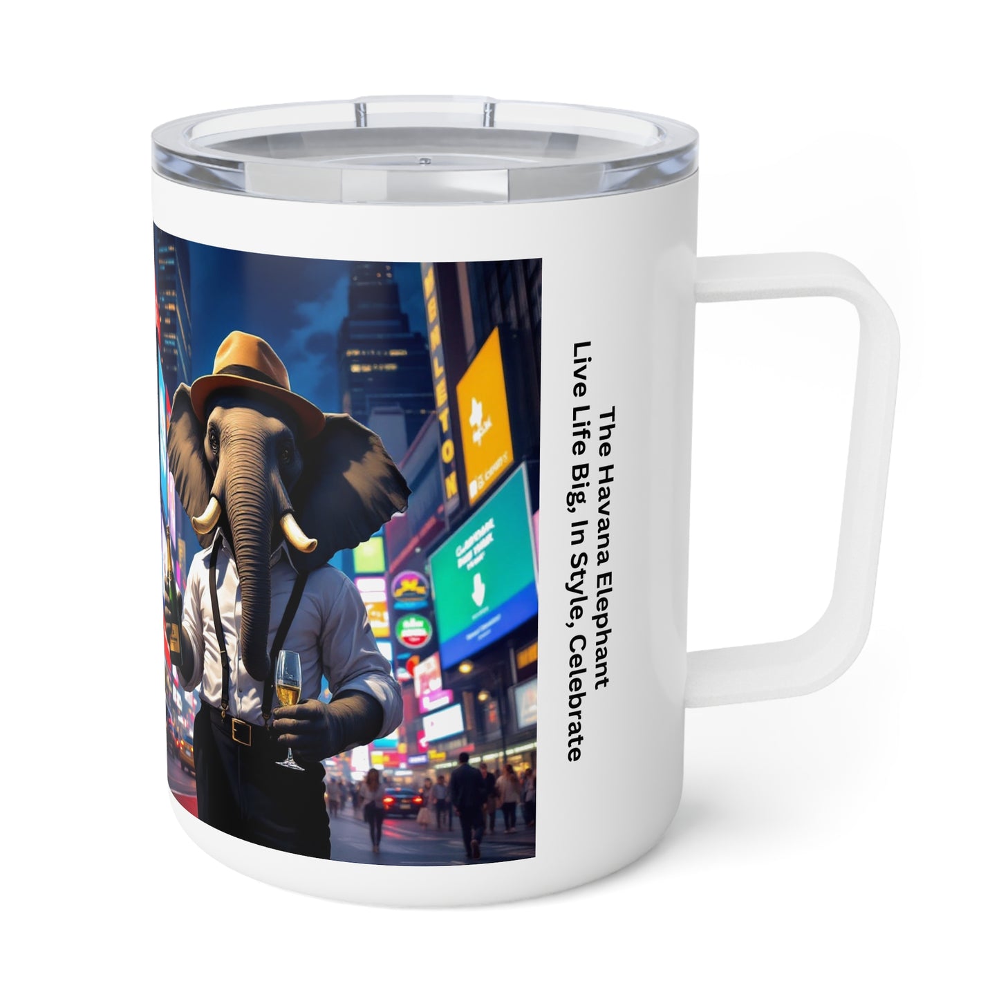 Insulated Coffee Mug, 10oz - Havana Elephant - The Wall Street Titan & The Manhattan Socialite