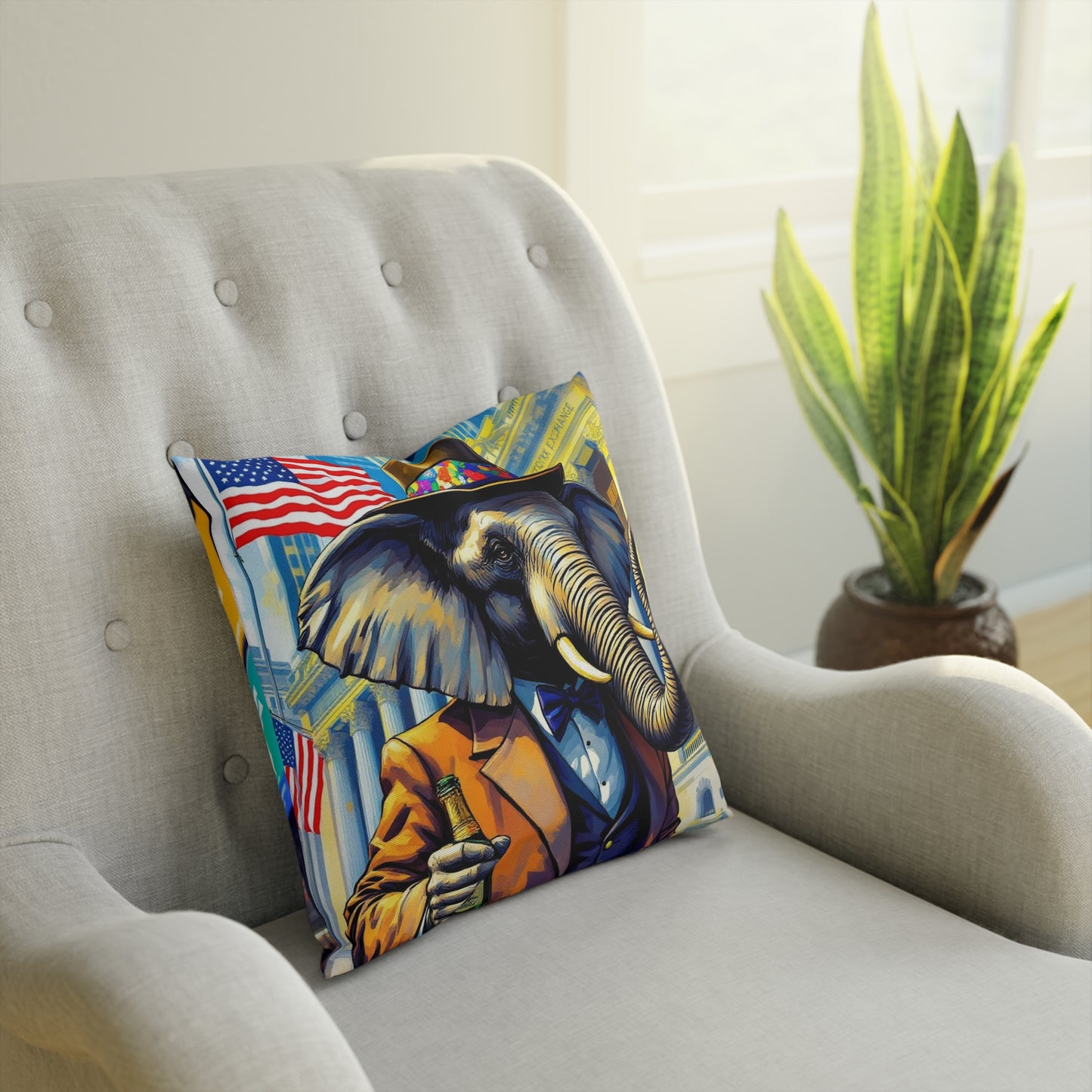Cushion -Havana Elephant - The wall Street Titan and The Manhattan Socialite