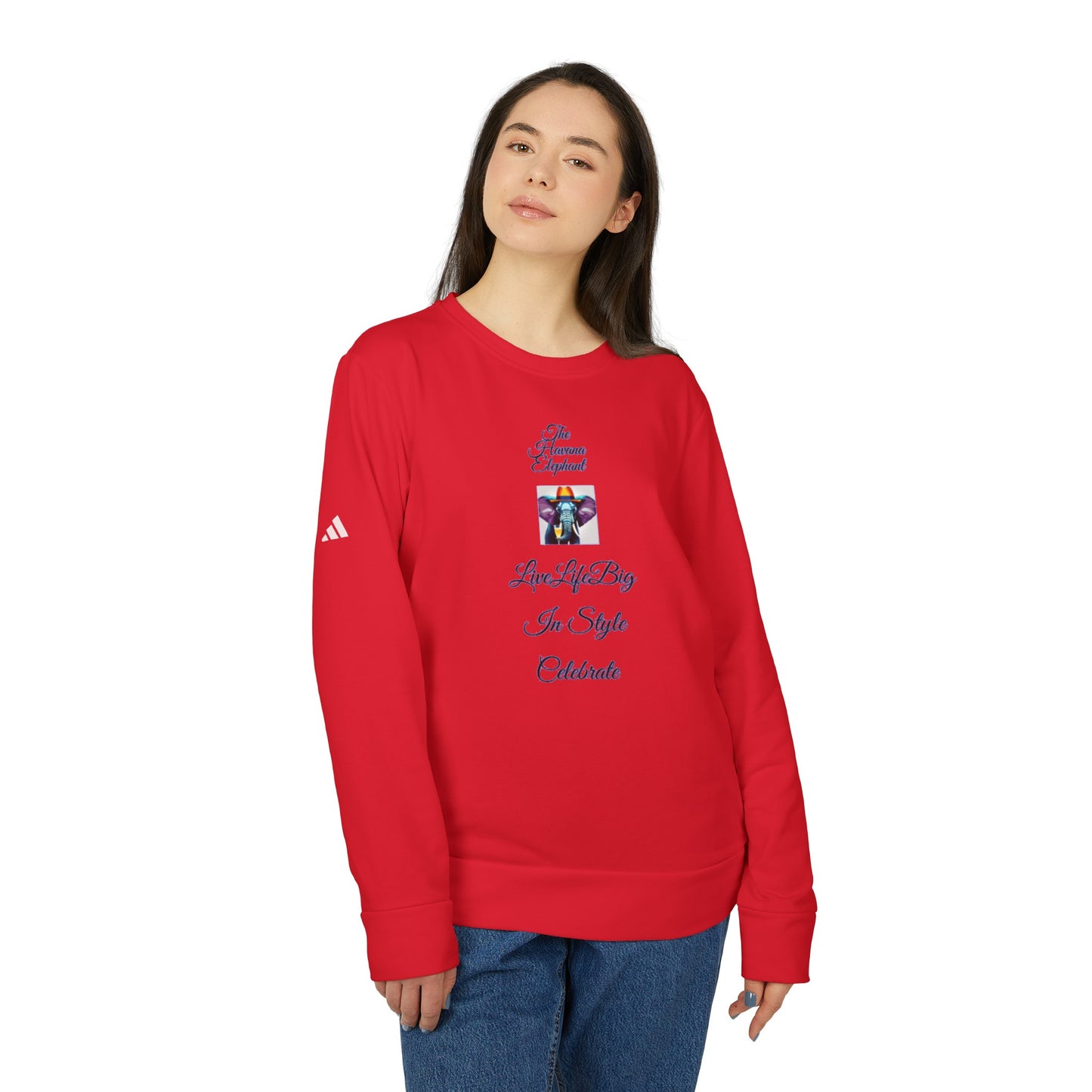 A Adidas® Eco-Sweatshirt Havana Elephant unisex crew neck  | Live Life Big"