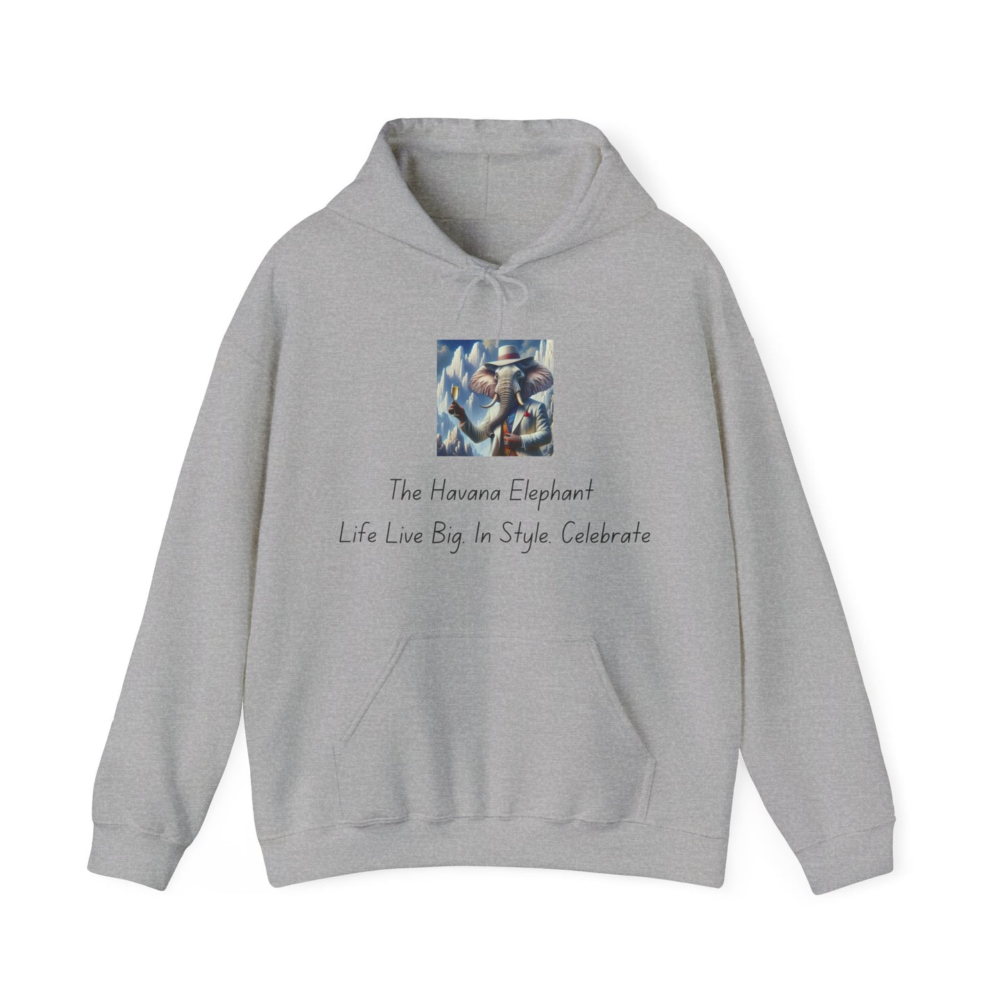 Sweatshirt -  Heavy Blend Hooded - Havana Elephant - Raising a Glass.