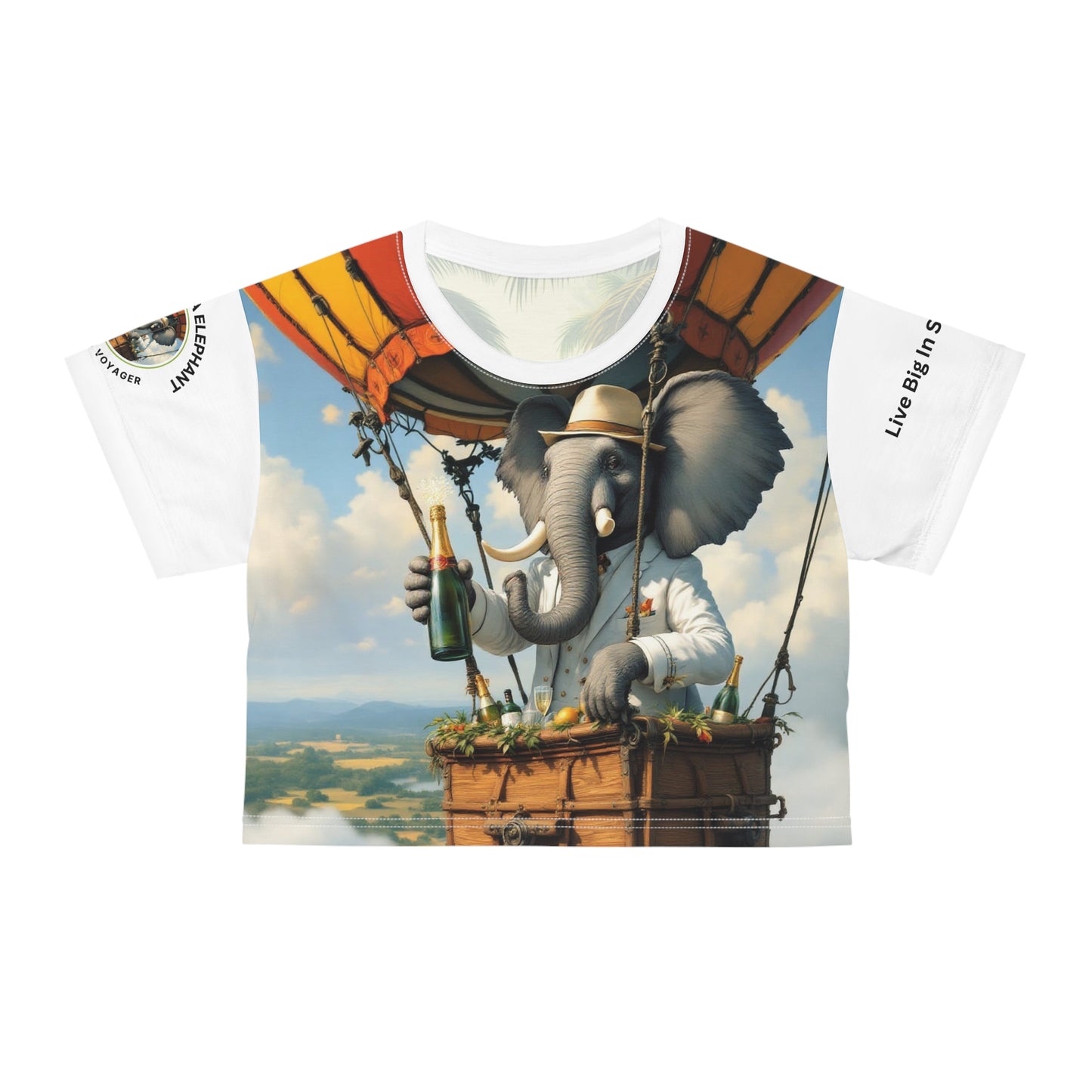 Whimsical Elephant Crop Tee - The Balloon Voyager