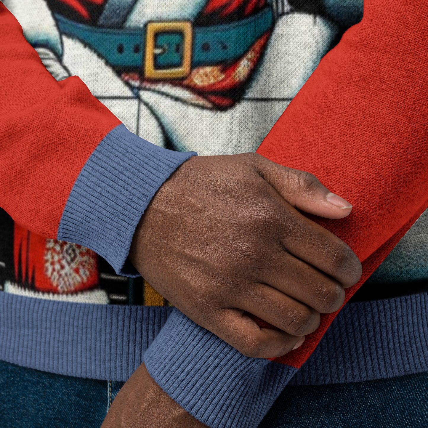 Knitted crew neck sweater - Seasonal Havana Elephant -Snowy rooftop