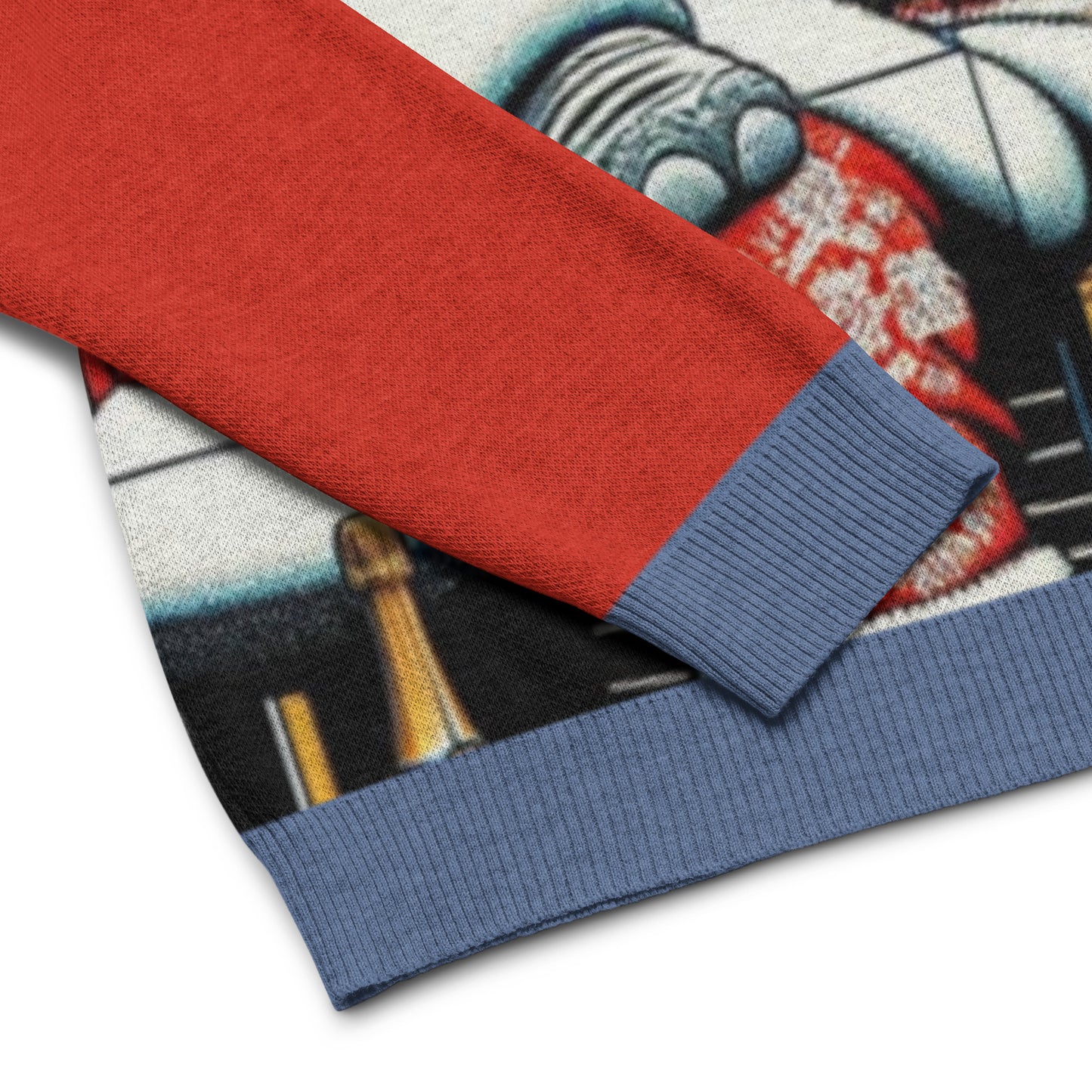 Knitted crew neck sweater - Seasonal Havana Elephant -Snowy rooftop