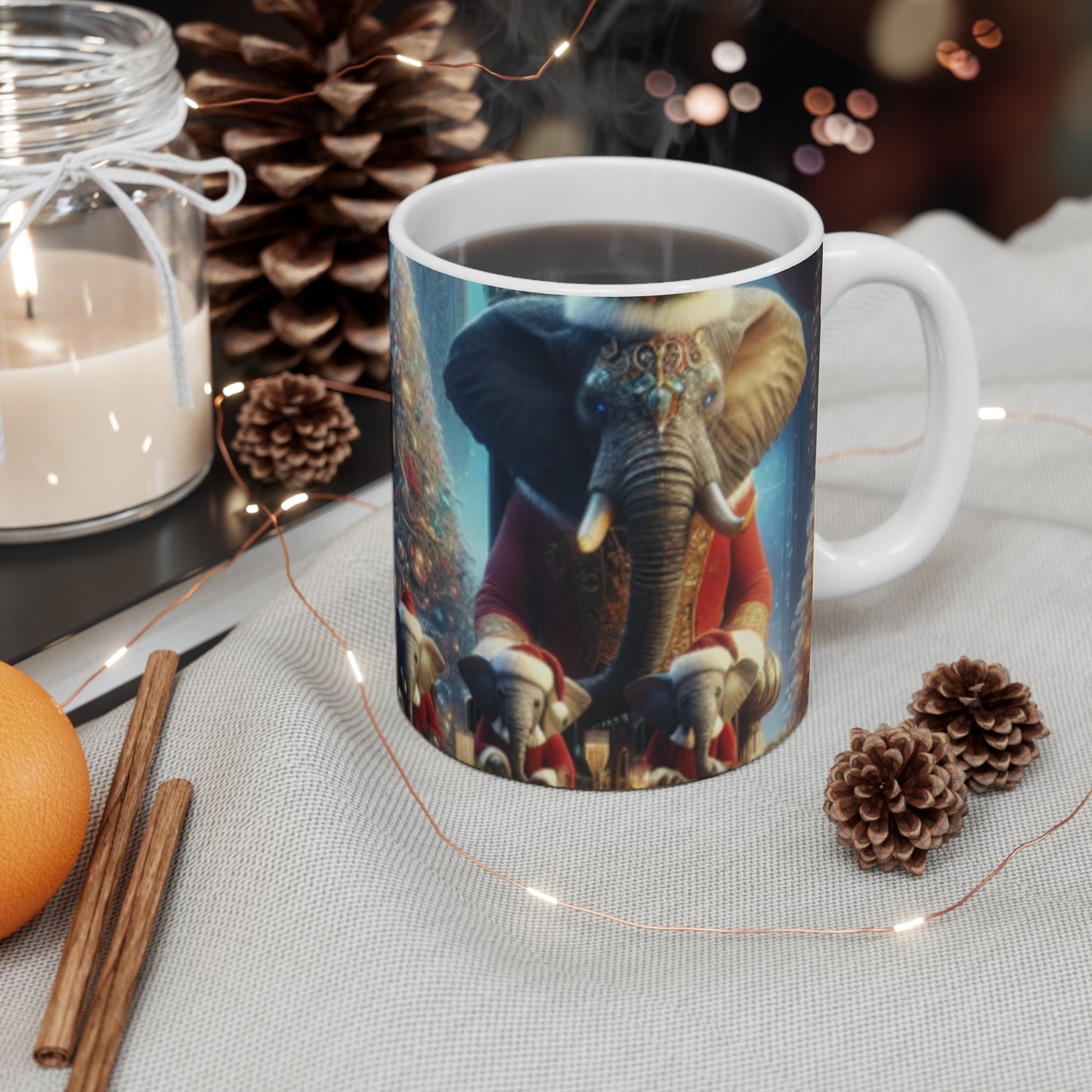 Mug 11oz - Havana Elephant Family at the Christmas Table