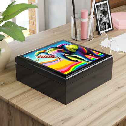 Rainbow Havana Elephant Jewelry Box