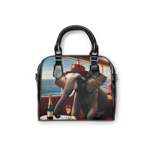 Shoulder Handbag- Havana Elephant Theme