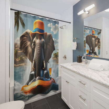 Shower Curtain  - Jet Ski ing Havana Elephant