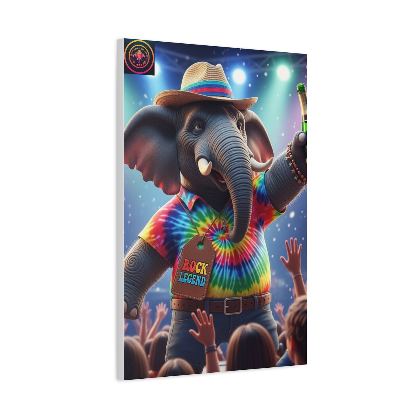 Rock Legend Elephant Canvas Print — Colorful Tie-Dye Concert Wall Art