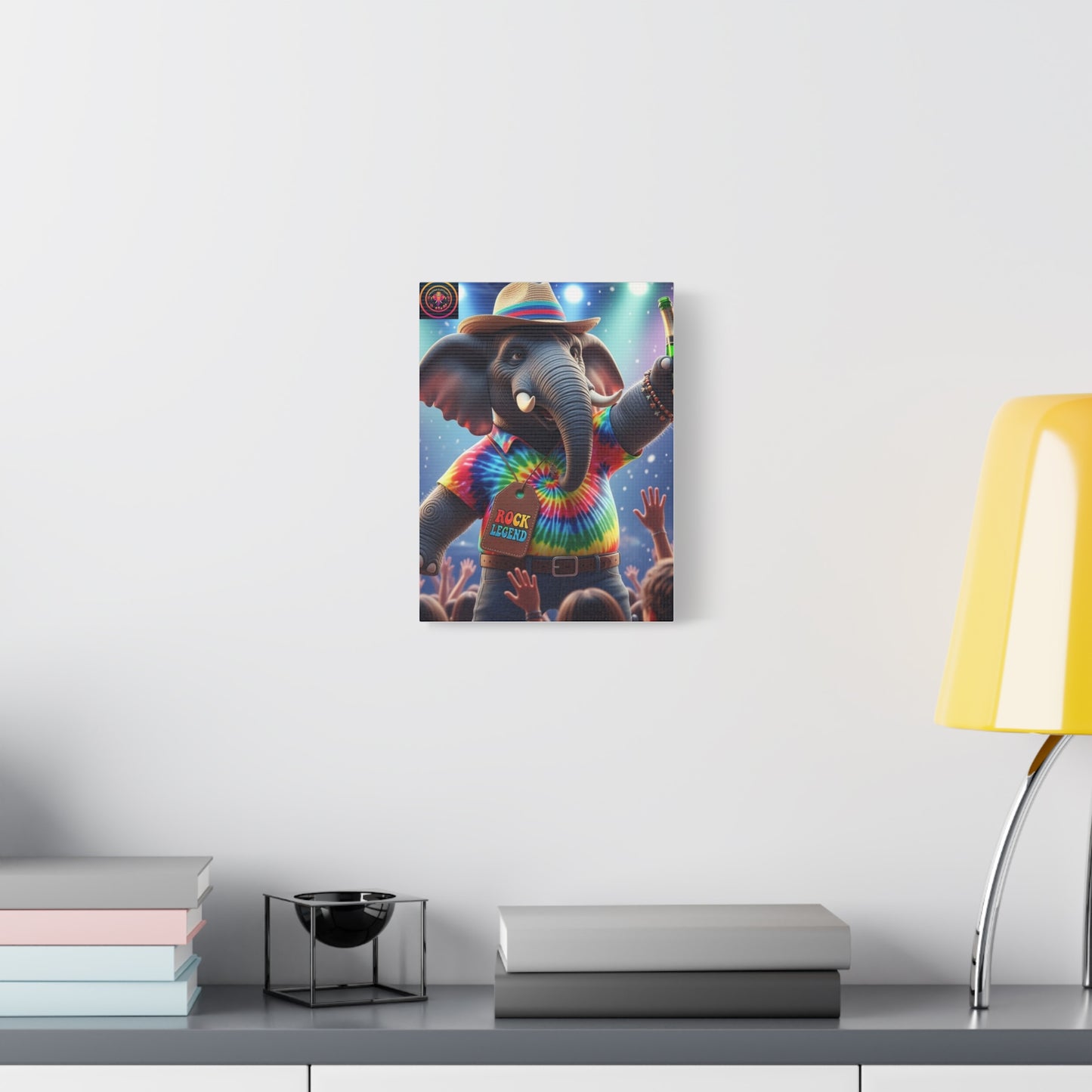 Rock Legend Elephant Canvas Print — Colorful Tie-Dye Concert Wall Art