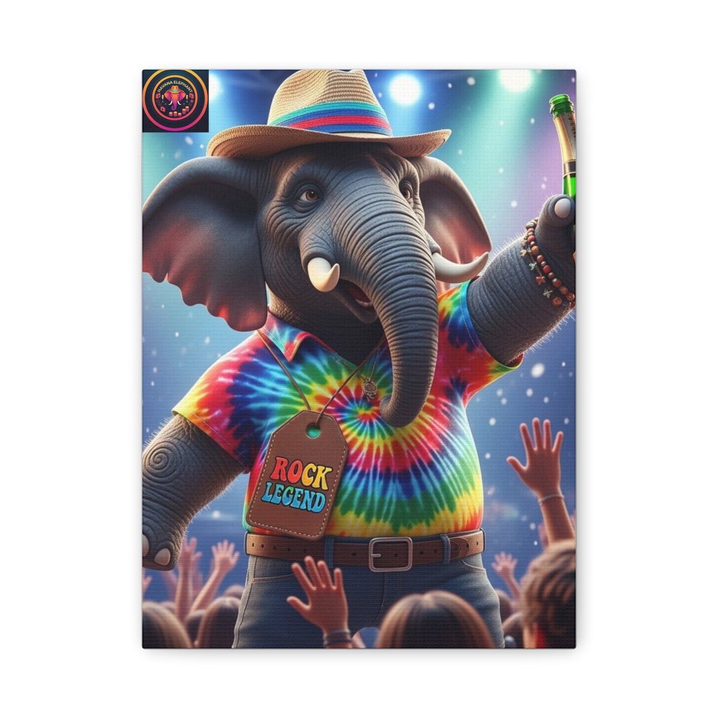 Rock Legend Elephant Canvas Print — Colorful Tie-Dye Concert Wall Art