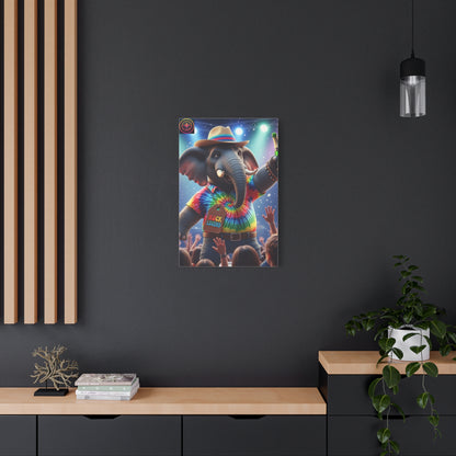 Rock Legend Elephant Canvas Print — Colorful Tie-Dye Concert Wall Art