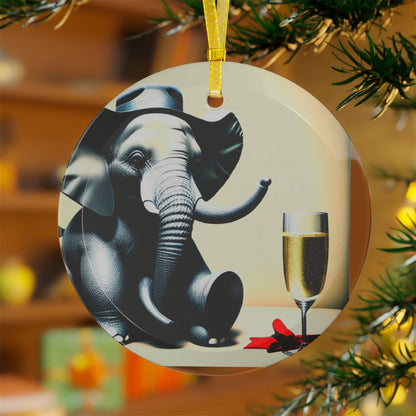 Champagne Elephant Glass Ornament!