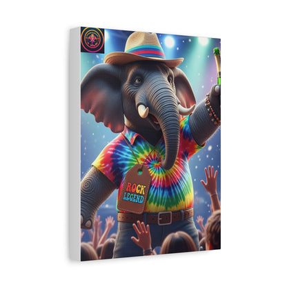Rock Legend Elephant Canvas Print — Colorful Tie-Dye Concert Wall Art