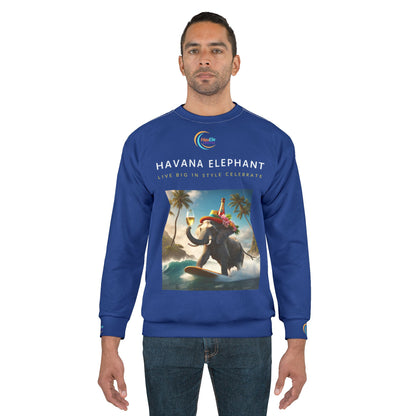 Sweatshirt (AOP) - Unisex - HavEle Logo ! and Motto with Havana Elephant Surfing