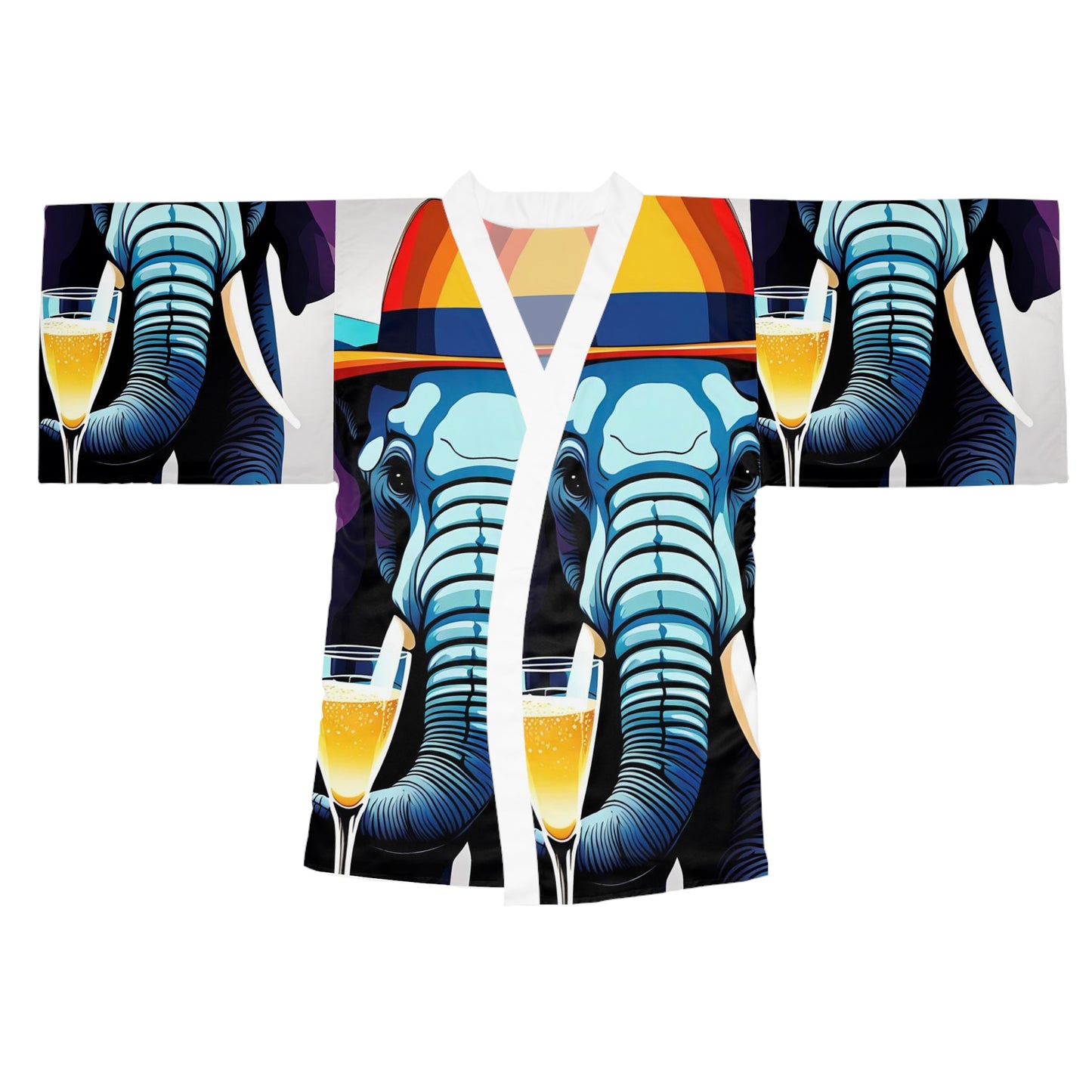 A Havana Elephant Long Sleeve Kimono Robe (AOP)