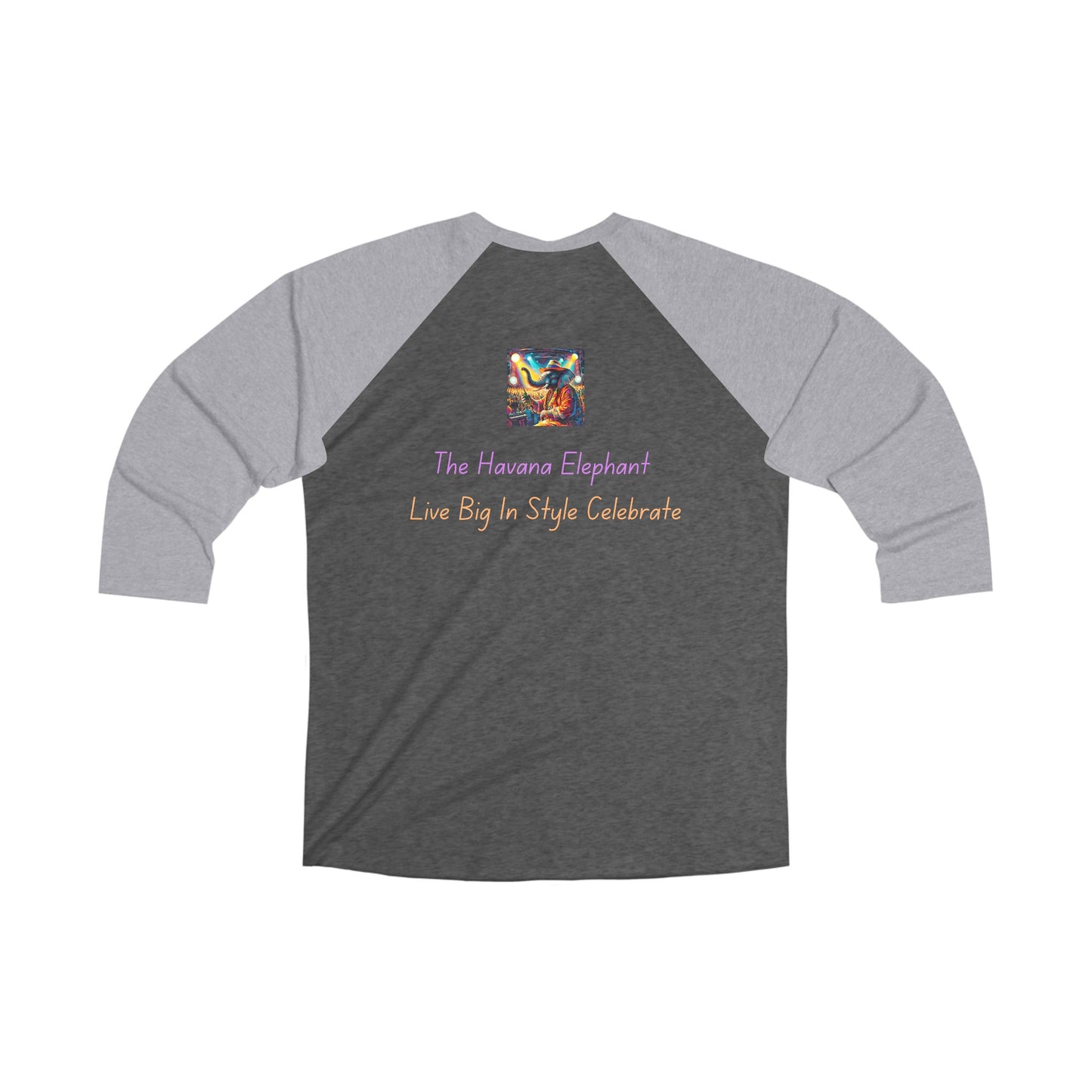 Unisex Tri-Blend 3\4 Raglan Tee - Havana Elephant - The Festival Headliner