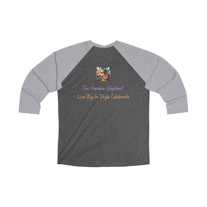 Unisex Tri-Blend 3\4 Raglan Tee - Havana Elephant - The Festival Headliner