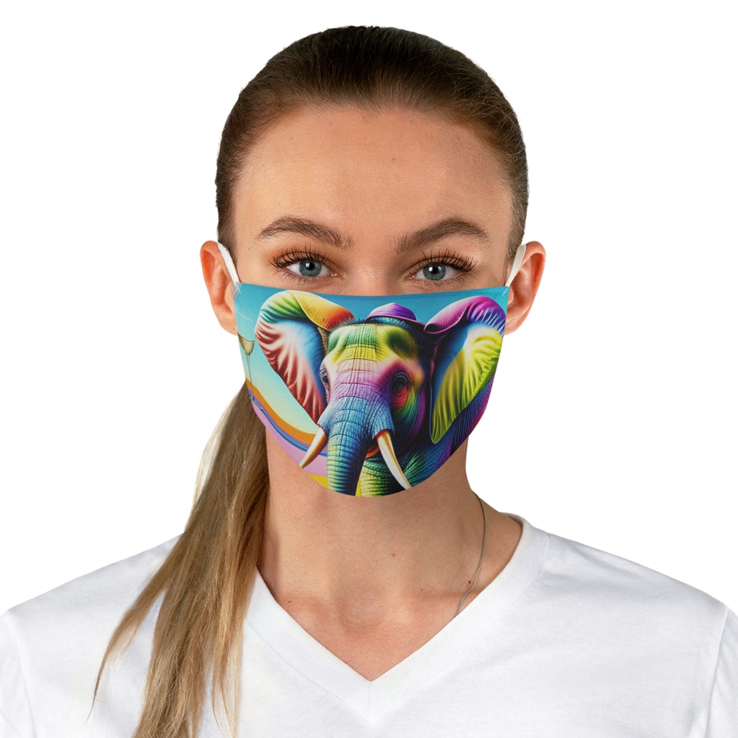 Rainbow Havana Elephant Fabric Face Mask
