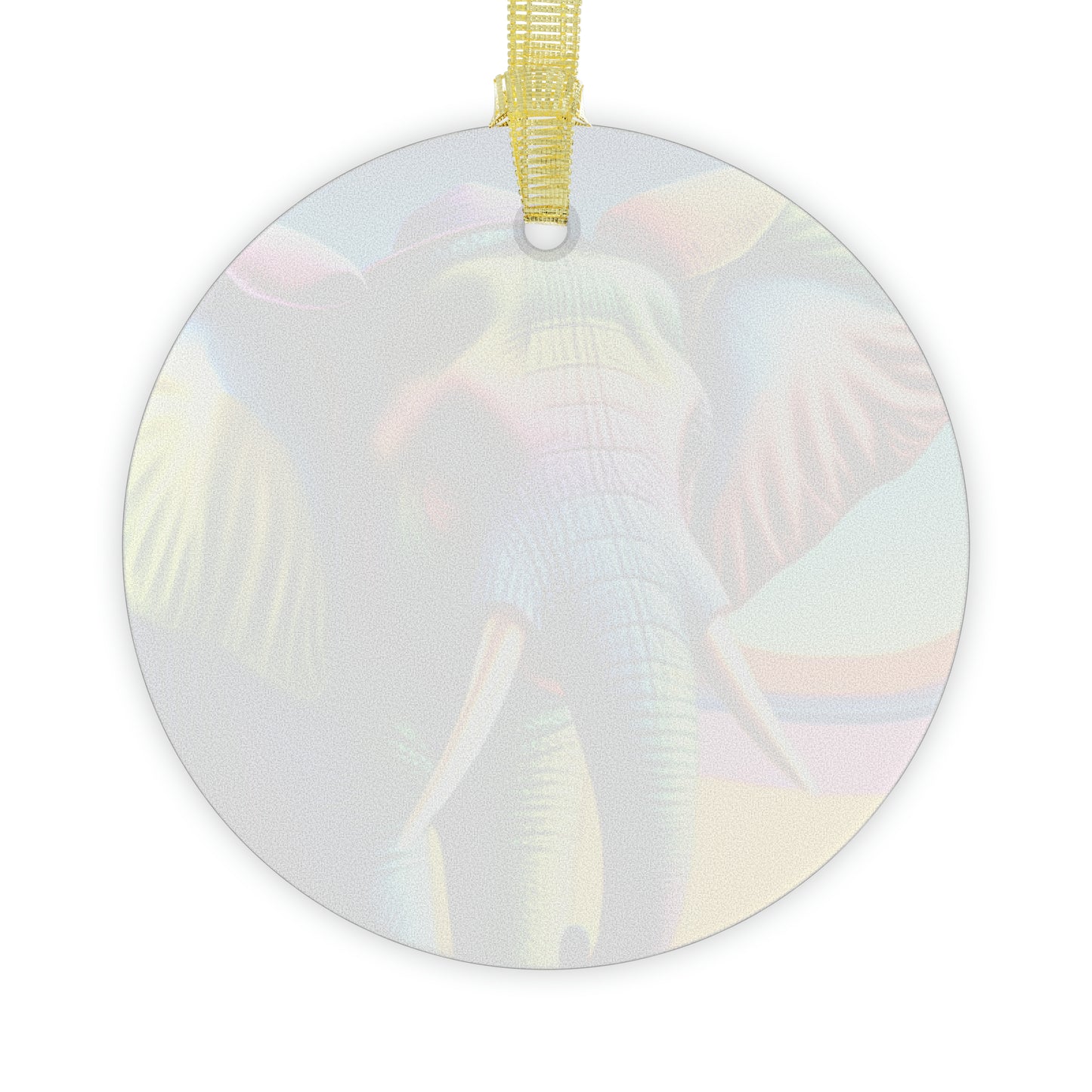Rainbow elephant Glass Ornament