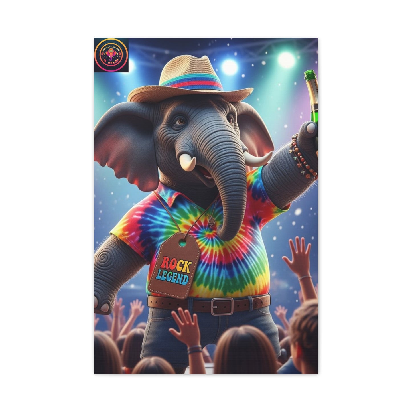 Rock Legend Elephant Canvas Print — Colorful Tie-Dye Concert Wall Art