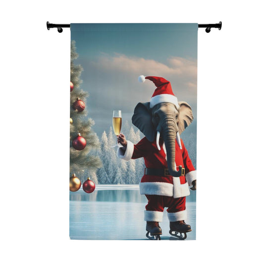 Christmas themed Havana Elephant Window Curtains (1 Piece)