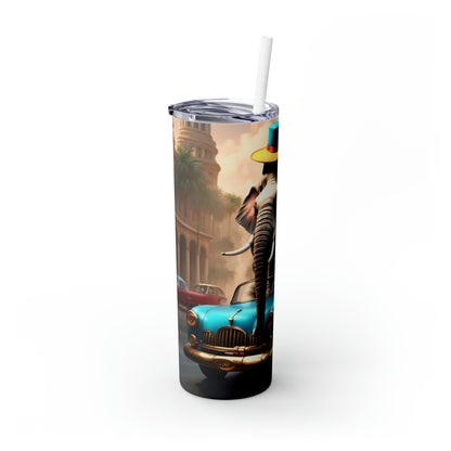 Havana Elephant themed  Skinny Tumbler with Straw, 20oz