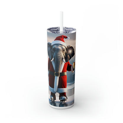 Skinny Tumbler with Straw, 20oz  - Havana Elephant themed