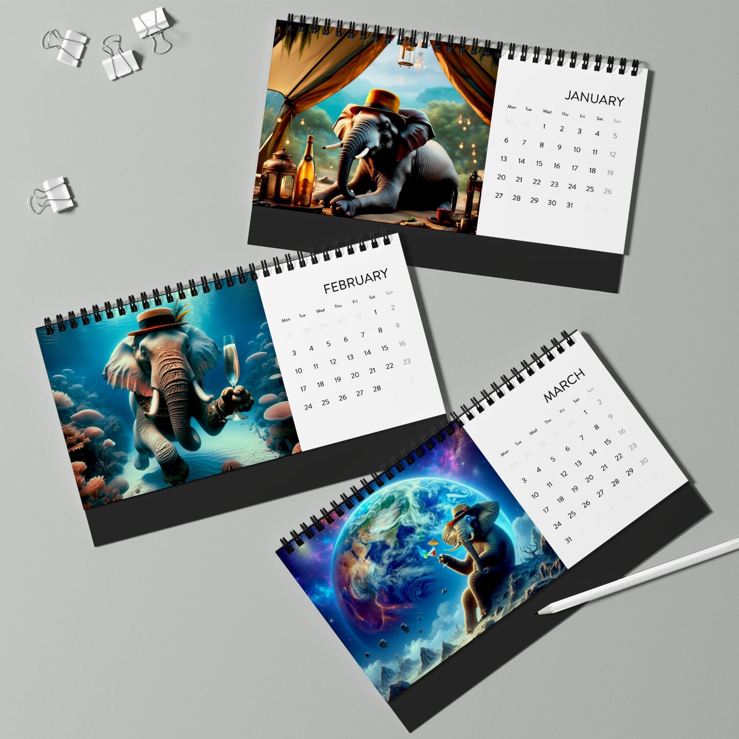 Desk Calendar  - Simplex - (2025 grid)