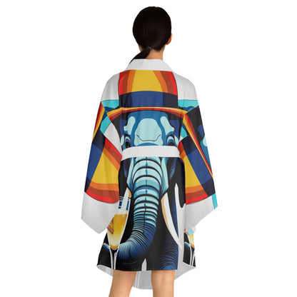 A Havana Elephant Long Sleeve Kimono Robe (AOP)