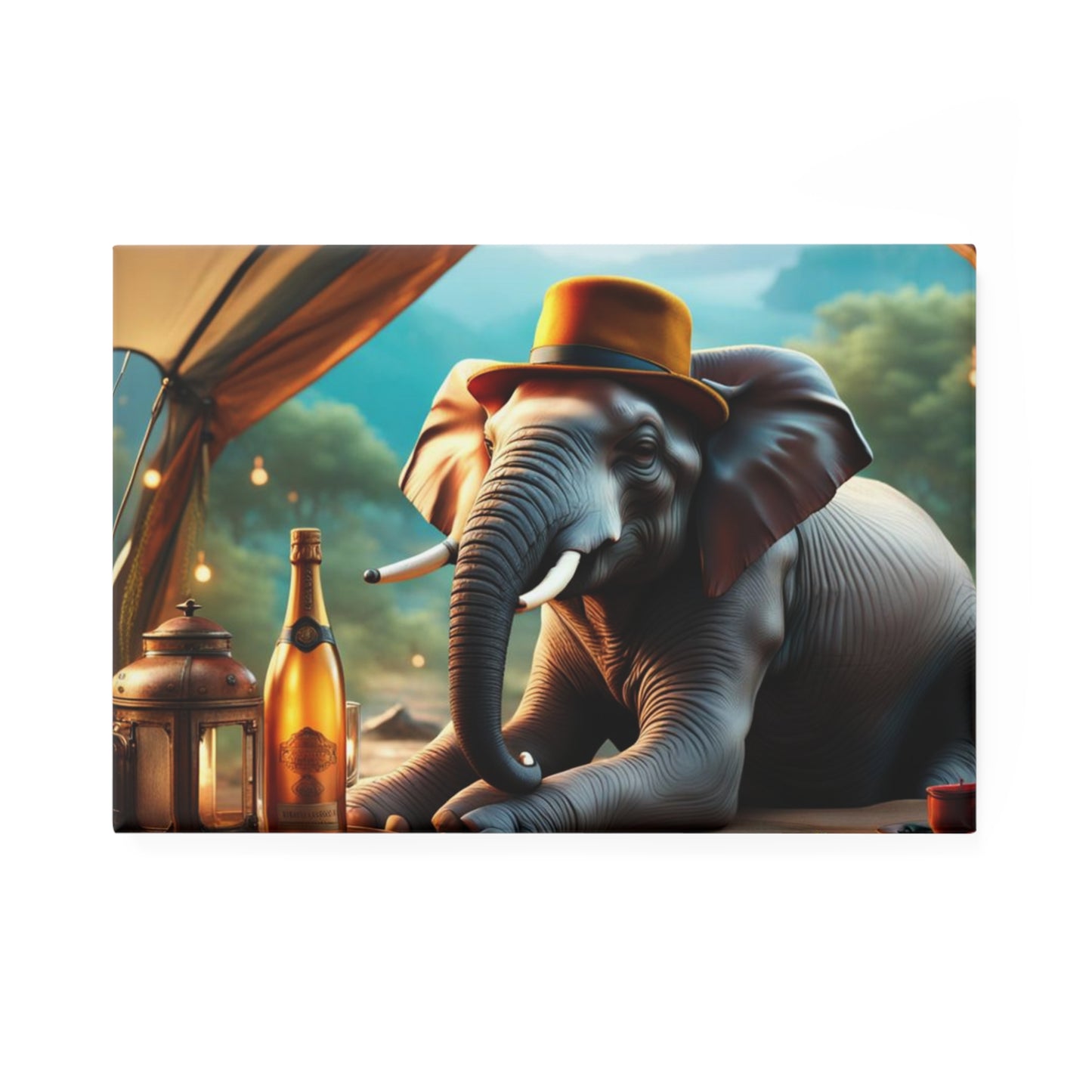 Havana Elephant Camping Button Magnet, Rectangle (1 & 10 pcs)