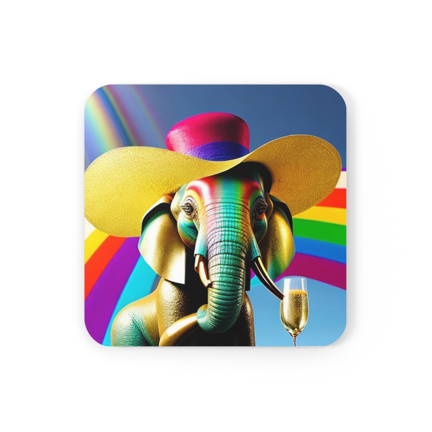 Rainbow Havana Elephant Cork Back Coaster