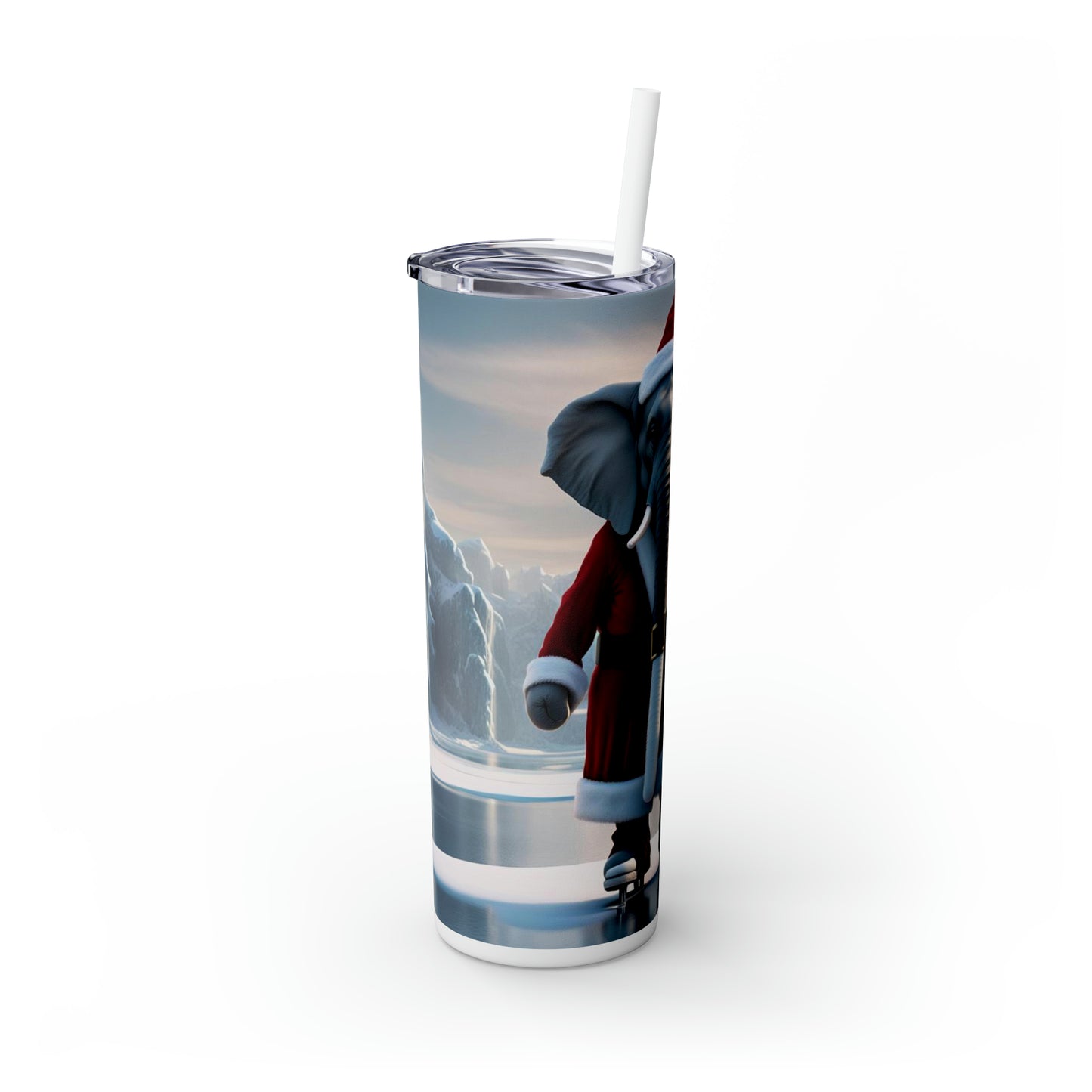 Skinny Tumbler with Straw, 20oz  - Havana Elephant themed