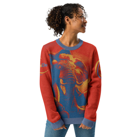 Knitted crew neck sweater - Havana Elephant Holiday Sweater !