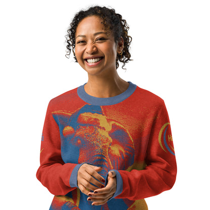 Knitted crew neck sweater - Havana Elephant Holiday Sweater !