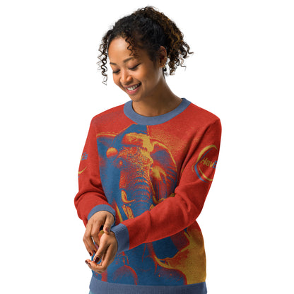 Knitted crew neck sweater - Havana Elephant Holiday Sweater !